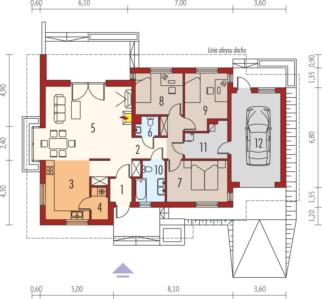 Proiect 2 plan casa cu 3 dormitoare la parter
